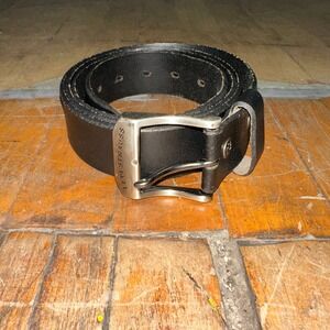 Levi Strauss Belt Men's Size 46 Black Genuine Leather Stainless‎ Steel Buckle